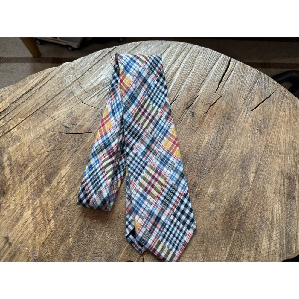 Neiman Marcus Cotton Plaid Tie Men’s Blue Red YellowAmericana